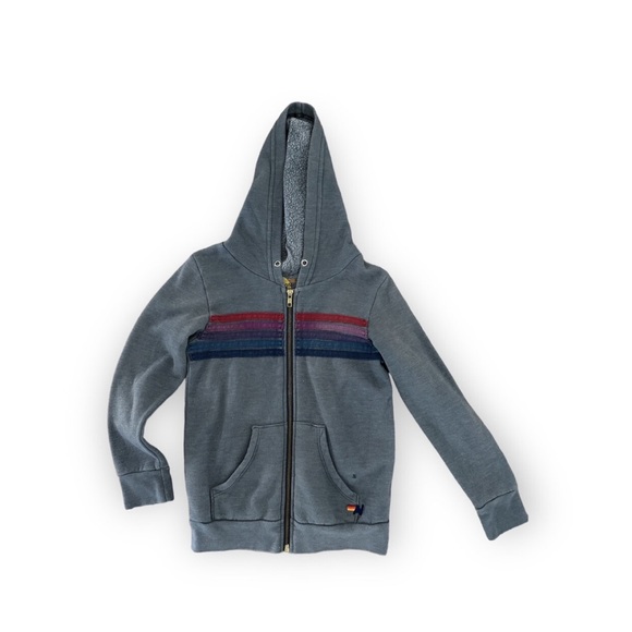 Aviator Nation Other - Aviator Nation Gray Striped Zip Hoodie